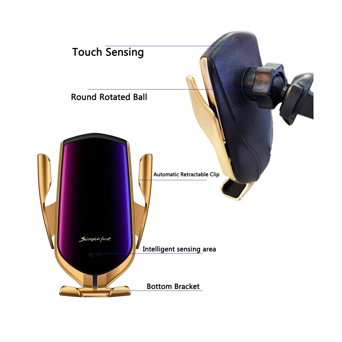 Smart Induction Car Phone Holder With Wireless Charger Phone Accessories Smart Induction Car Phone Holder Wireless Charging Car Holder Car Charger for iPhone Xs Max XR Samsung