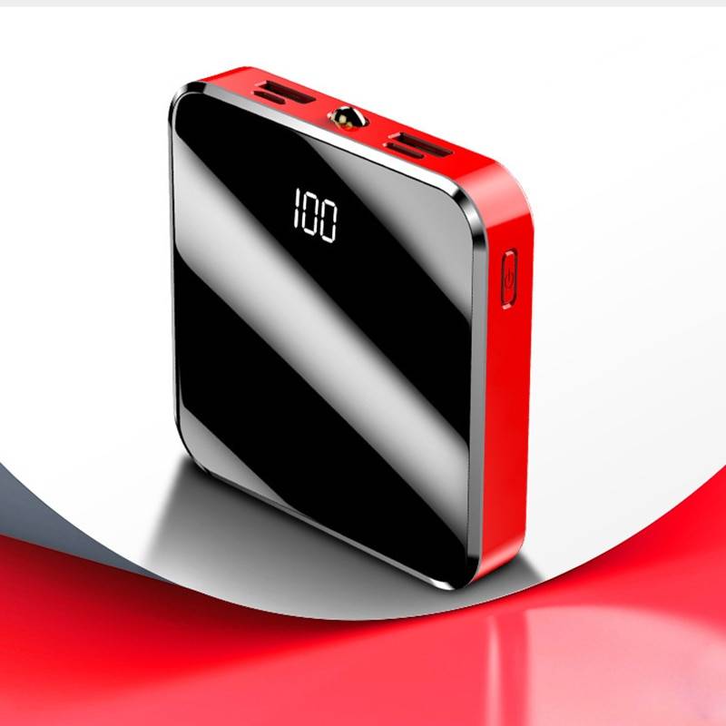Portable USB-C Charger Box Phone Accessories 20000mAh Portable Mini Power Bank Mirror Screen Digital Disply Poverbank External Battery Pack Powerbank For Smart Mobile Phone