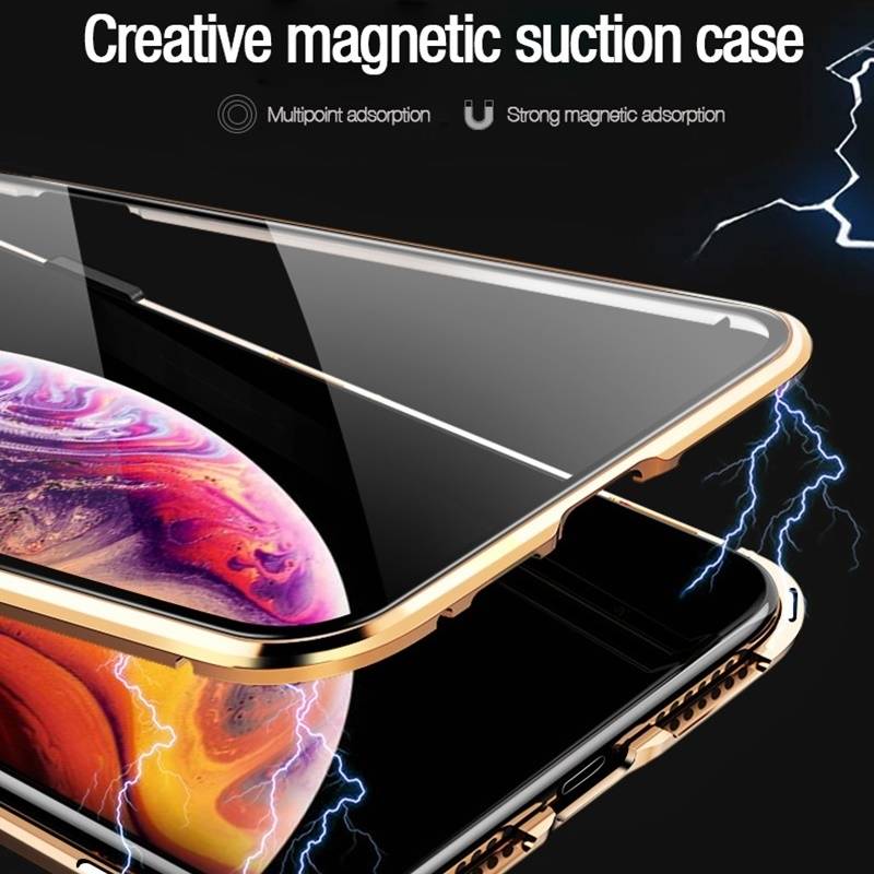 Magnetic Tempered Glass Phone Case For iPhone Phone Accessories Tongdaytech Magnetic Tempered Glass Privacy Metal Phone Case Coque 360 Magnet Antispy Cover For Iphone XR XS X 11 Pro MAX 8 7 6