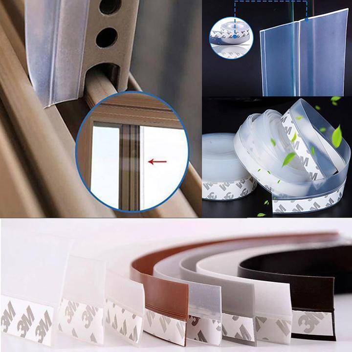 Weather Stripping Door Seal Strip Home Goods 5M Self Adhesive Door Seal Strip Weather Strip Silicone Soundproofing Window Seal Draught Dust Insect Door Strip 25MM/35MM/45MM Color : Translucent|White|Gray|Brown|Black