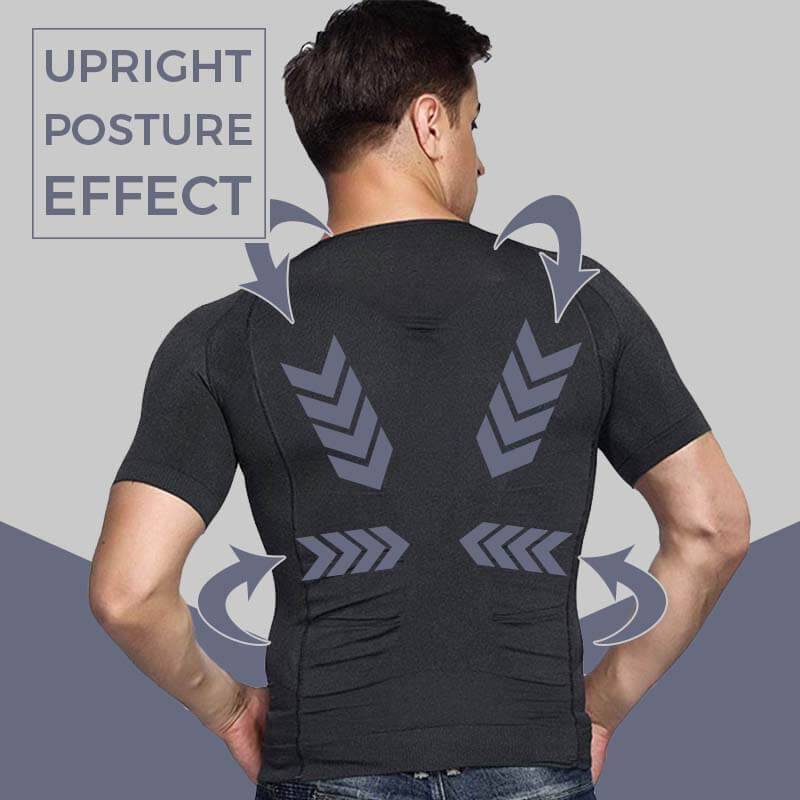 THE ULTRA-DURABLE BODY TONING SHIRT Apparel Best Sellers Men Gynecomastia Corsets Slimming Boobs Body Shaper Compression T-shirt Abdomen Control Big Belly Reducer Posture Corrector DSM Color : Black|Blue|White