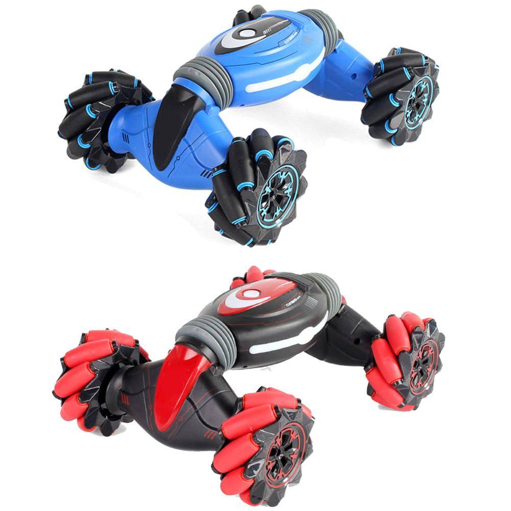 Gesture Control – Double Sided Stun Car Toys HOT Remote Control Stunt Car Gesture Induction Twisting Off-Road Vehicle Light Music Drift Dancing Side Driving Toy Gift for Kid Color : Red|Blue