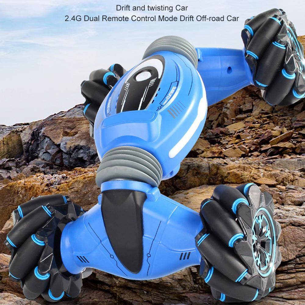 Gesture Control – Double Sided Stun Car Toys HOT Remote Control Stunt Car Gesture Induction Twisting Off-Road Vehicle Light Music Drift Dancing Side Driving Toy Gift for Kid Color : Red|Blue
