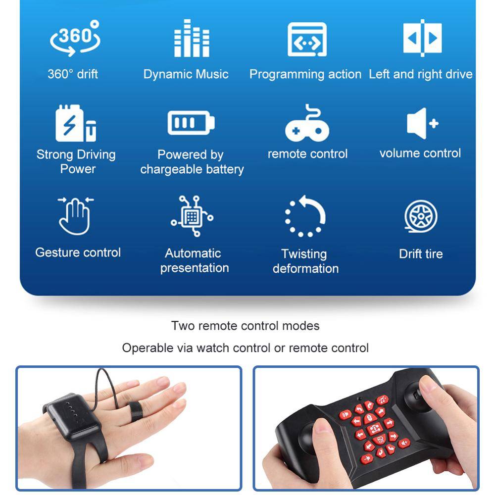 Gesture Control – Double Sided Stun Car Toys HOT Remote Control Stunt Car Gesture Induction Twisting Off-Road Vehicle Light Music Drift Dancing Side Driving Toy Gift for Kid Color : Red|Blue