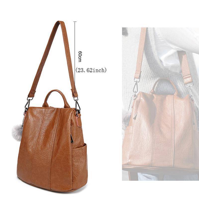 Anti-Theft Multifunction Leather Backpack Backpacks & Bags Vfemage High Quality Leather Backpack Women Multifunction Backpacks Small Anti Theft Bagpack Girls Fashion School Bag Sac a Dos Color : Black|Brown