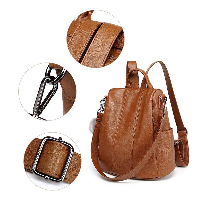 Anti-Theft Multifunction Leather Backpack Backpacks & Bags Vfemage High Quality Leather Backpack Women Multifunction Backpacks Small Anti Theft Bagpack Girls Fashion School Bag Sac a Dos Color : Black|Brown