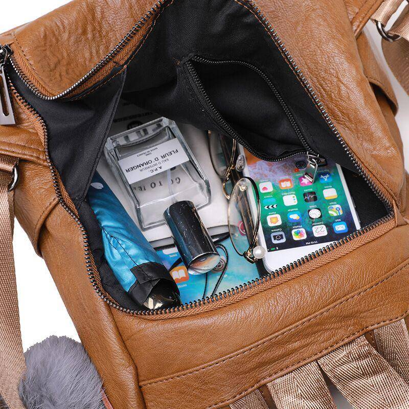 Anti-Theft Multifunction Leather Backpack Backpacks & Bags Vfemage High Quality Leather Backpack Women Multifunction Backpacks Small Anti Theft Bagpack Girls Fashion School Bag Sac a Dos Color : Black|Brown