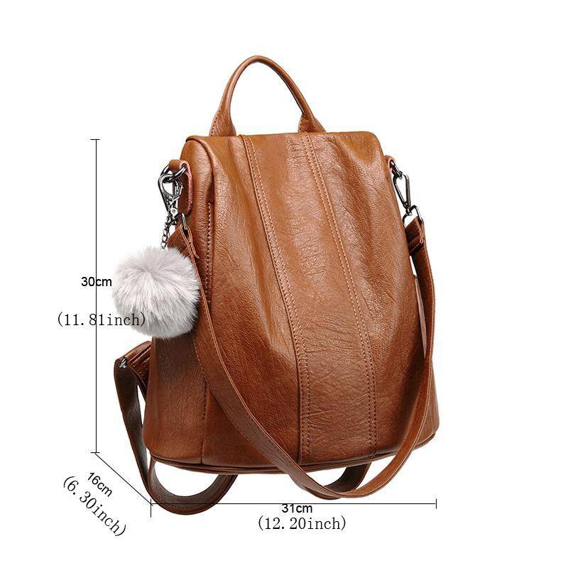 Anti-Theft Multifunction Leather Backpack Backpacks & Bags Vfemage High Quality Leather Backpack Women Multifunction Backpacks Small Anti Theft Bagpack Girls Fashion School Bag Sac a Dos Color : Black|Brown