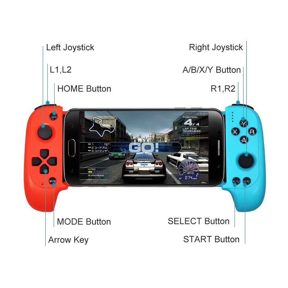 7007X Wireless Bluetooth Game Controller for 2020 Consumer Electronics New Saitake 7007F Wireless Bluetooth Game Controller Telescopic Gamepad Joystick for Samsung Xiaomi Huawei Android Phone PC Color : Black|Red blue