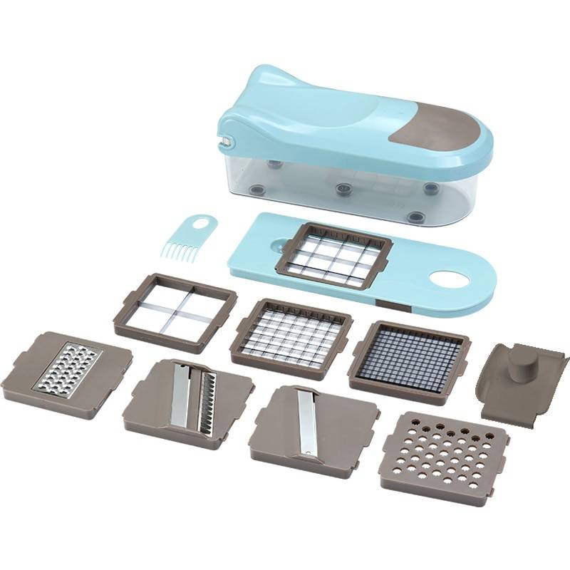 Vegetable Chopper With 8 Replaceable Cutters Home Goods Color: Gray/Blue LMETJMA Onion Chopper Pro Vegetable Chopper Mandoline Slicer Dicer With 8 Replaceable Blades Veggie Chopper Cutter KC0151