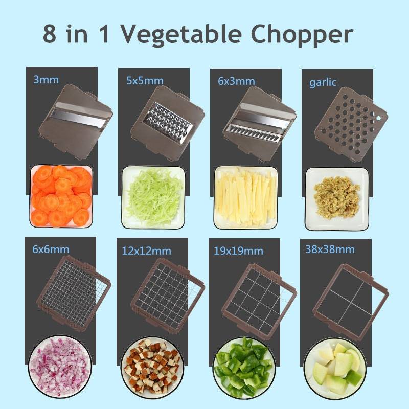 Vegetable Chopper With 8 Replaceable Cutters Home Goods LMETJMA Onion Chopper Pro Vegetable Chopper Mandoline Slicer Dicer With 8 Replaceable Blades Veggie Chopper Cutter KC0151