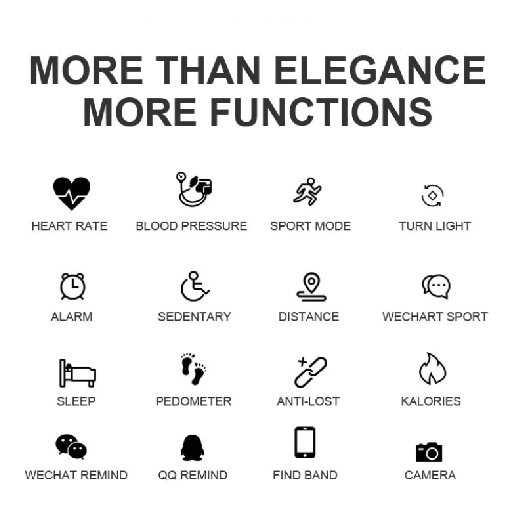 Feminine Beautiful Multi-Feature Smartwatch Accessories LEMFO H8 Fitness Bracelet Women Sport Smart Watch 2018 Waterproof Heart Rate Monitoring Bluetooth For Android IOS Wristband Color : Black|Silver|Gold