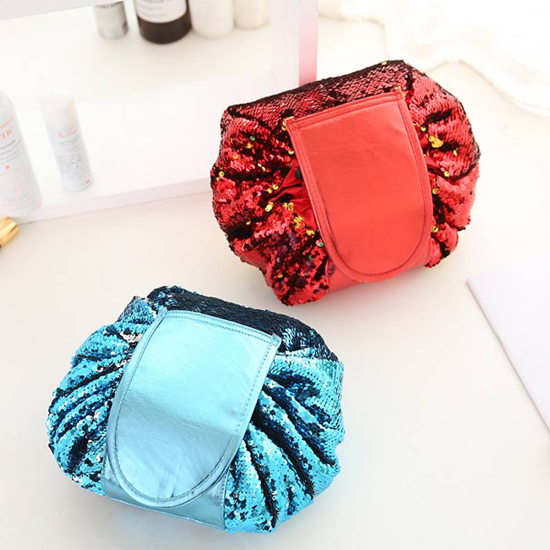 Sequin Make Up Cosmetics Bag Accessories GABWE Mermaid Sequins Design Cosmetic Bag Drawstring Makeup Case Women Travel Make Up Organizer Storage Pouch Toiletry Wash Kit Color : Gold|Colorful|Red|Blue