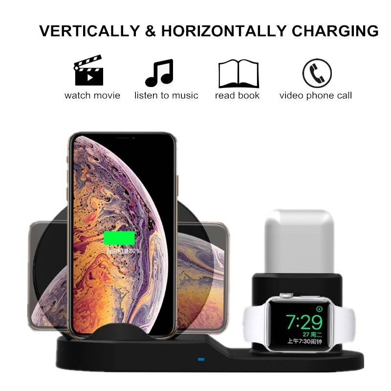 3-in-1 Wireless Charging Dock Station Phone Accessories 3 in 1 10W Fast Wireless Charger Dock Station Fast Charging For iPhone XR XS Max 8 for Apple Watch 2 3 4 For AirPods For Samsung Ships From : China|United States