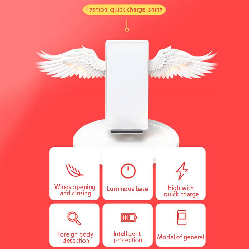 Angel Wings Wireless Charger Phone Accessories 10W Wireless Charger Angel Wings Night Light Mobile Phone Wireless Charger for Android Apple USB Fast Charge with Night Light Plug Type : UK|IT|JP|RSA