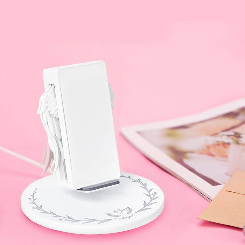 Angel Wings Wireless Charger Phone Accessories 10W Wireless Charger Angel Wings Night Light Mobile Phone Wireless Charger for Android Apple USB Fast Charge with Night Light Plug Type : UK|IT|JP|RSA