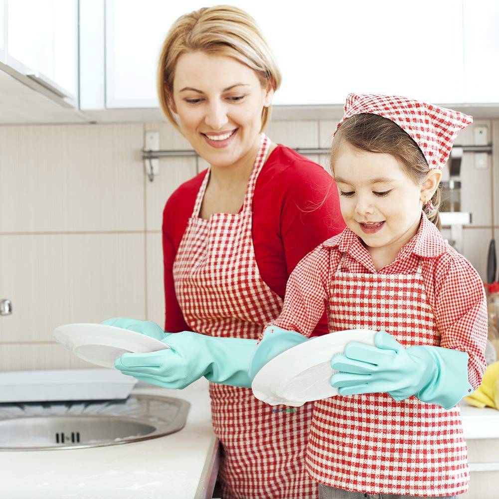 Magic Silicone Washing Sponge Gloves Home Goods Magic Silicone Dishwashing Scrubber Dish Washing Sponge Rubber Scrub Gloves Kitchen Cleaning 1 Pair Color : Yellow|Blue|Red|Deep Blue|Pink|Gray|purple|Lightpurple|Greent|SkyBlue