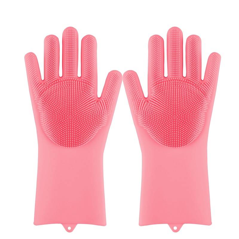 Magic Silicone Washing Sponge Gloves Home Goods Color: Pink Magic Silicone Dishwashing Scrubber Dish Washing Sponge Rubber Scrub Gloves Kitchen Cleaning 1 Pair Color: Pink