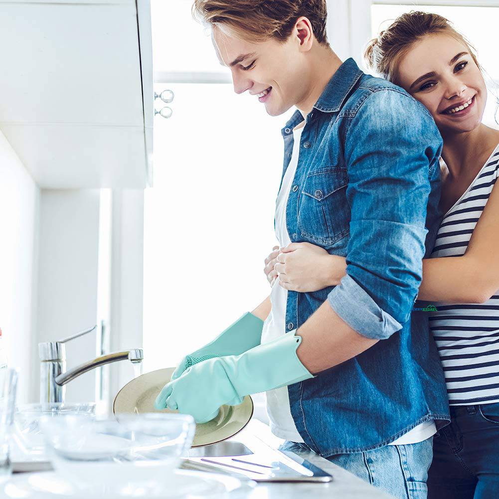 Magic Silicone Washing Sponge Gloves Home Goods Magic Silicone Dishwashing Scrubber Dish Washing Sponge Rubber Scrub Gloves Kitchen Cleaning 1 Pair Color : Yellow|Blue|Red|Deep Blue|Pink|Gray|purple|Lightpurple|Greent|SkyBlue