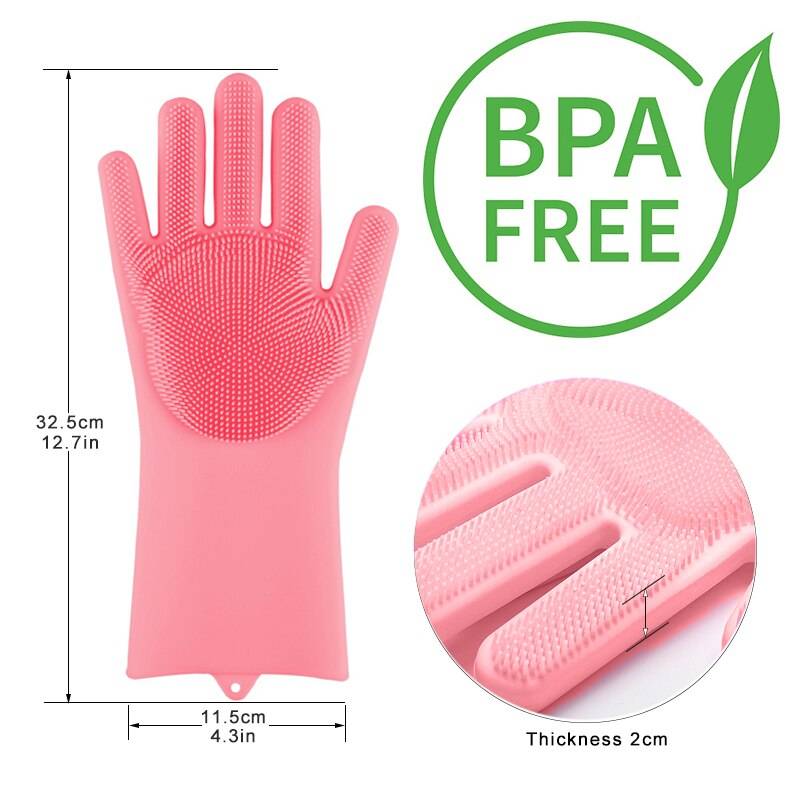 Magic Silicone Washing Sponge Gloves Home Goods Magic Silicone Dishwashing Scrubber Dish Washing Sponge Rubber Scrub Gloves Kitchen Cleaning 1 Pair Color : Yellow|Blue|Red|Deep Blue|Pink|Gray|purple|Lightpurple|Greent|SkyBlue