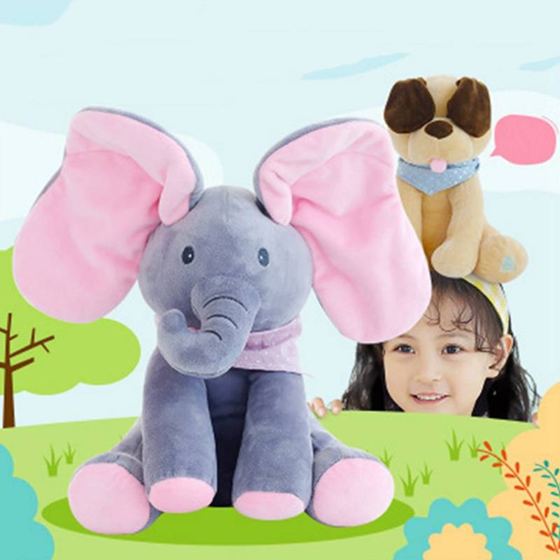 Peek A Boo Stuffed Animal Elephant Plush Toy Toys Stuffed Animal Toy Plush Elephant Doll Play Electric Music Education Birthday Christmas Thanksgiving Gifts For Kids Children Color : Pink