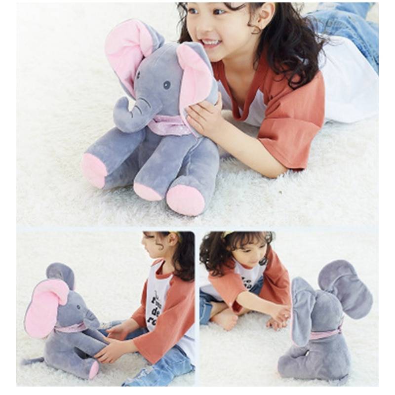Peek A Boo Stuffed Animal Elephant Plush Toy Toys Stuffed Animal Toy Plush Elephant Doll Play Electric Music Education Birthday Christmas Thanksgiving Gifts For Kids Children Color : Pink