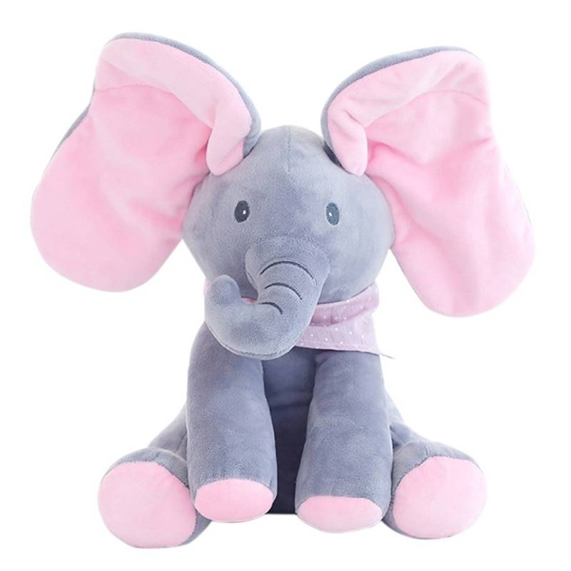 Peek A Boo Stuffed Animal Elephant Plush Toy Toys Stuffed Animal Toy Plush Elephant Doll Play Electric Music Education Birthday Christmas Thanksgiving Gifts For Kids Children Color : Pink