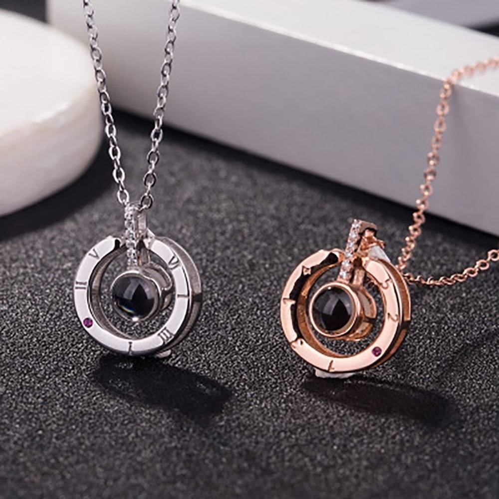 Metal “I Love You” Phrase Projection Pendant Necklace Jewelry Metal