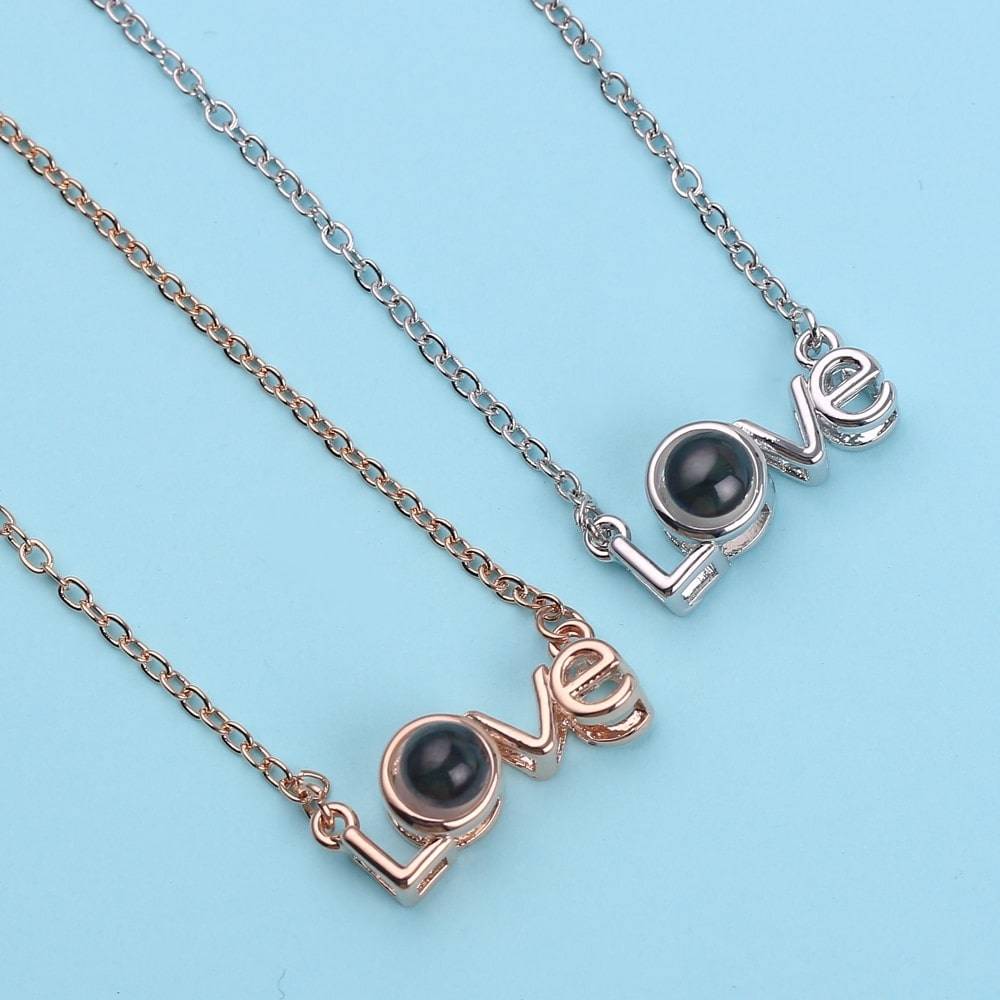 Metal “I Love You” Phrase Projection Pendant Necklace Jewelry Metal